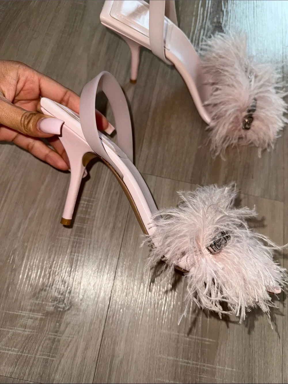 Givenchy mauve Feather Strap Square-Toe Heels